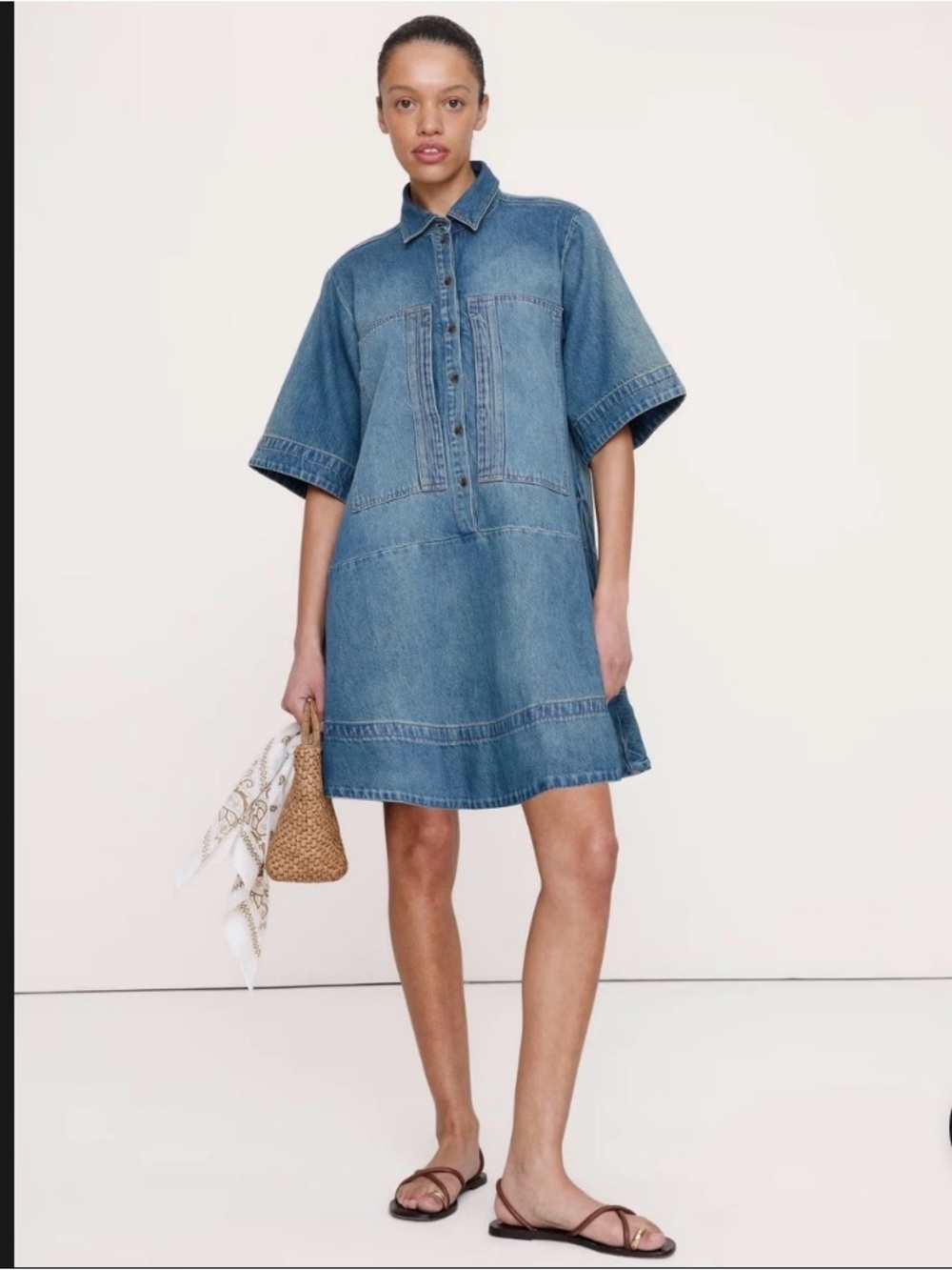 Banana Republic Denim Shirt Dress in Medium Blue